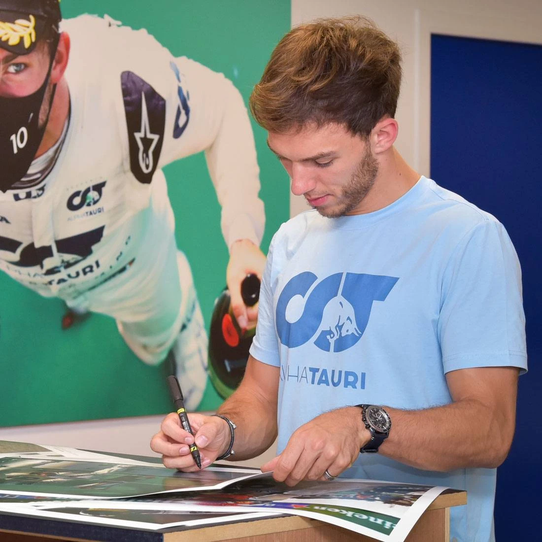 AlphaTauri Pierre Gasly 2020 Signed Italian GP Podium Steps Photograph 2 AlphaTauri Pierre Gasly 2020 Signed Italian GP Podium Steps Photograph