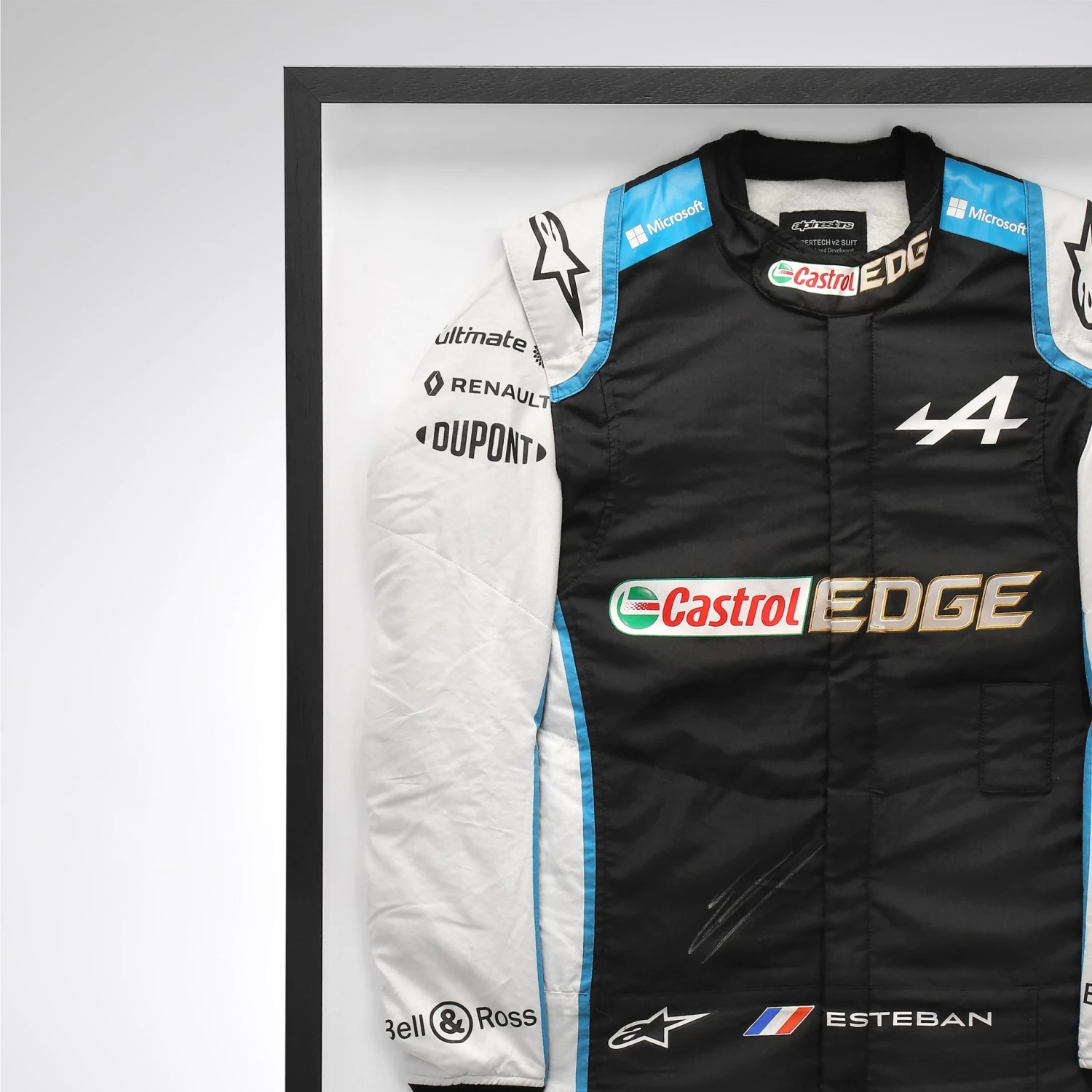 Alpine Esteban Ocon 2021 Framed Signed Race-worn Race Suit - Bahrain GP Alpine 2 Alpine Esteban Ocon 2021 Framed Signed Race-worn Race Suit - Bahrain GP Alpine