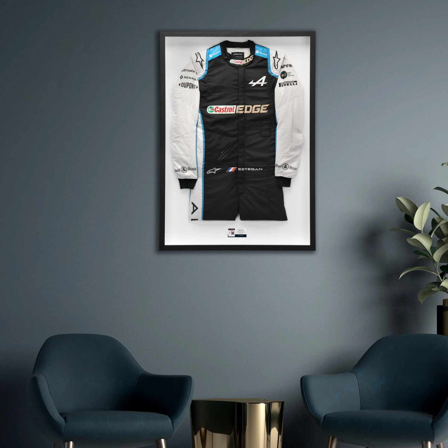 Alpine Esteban Ocon 2021 Framed Signed Race-worn Race Suit - Bahrain GP Alpine 1 Alpine Esteban Ocon 2021 Framed Signed Race-worn Race Suit - Bahrain GP Alpine