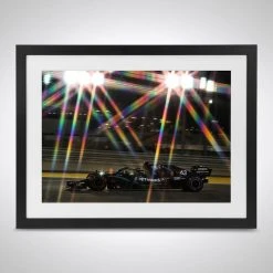 F1 Authentics Lewis Hamilton George Russell Mercedes W11 – Under The Lights - James Moy Print