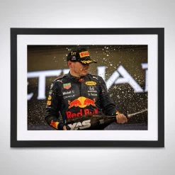 Red Bull Red Bull Max Verstappen 2021 World Champion Podium Celebrations – James Moy Print