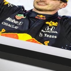 Red Bull Red Bull Max Verstappen 2021 World Champion Podium Flag – James Moy Print