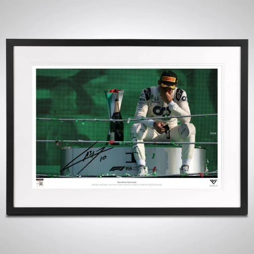 AlphaTauri Pierre Gasly 2020 Signed Italian GP Podium Steps Photograph