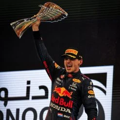 Red Bull Red Bull Max Verstappen 2021 World Champion Podium Trophy – James Moy Print
